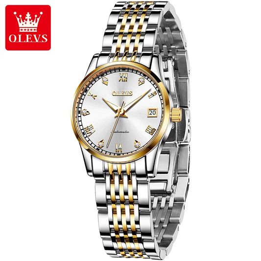 OLEVS 6602 Women's Luxury Automatic Skeleton Watch - Elegant Mechanical Fashion Timepiece for Ladies