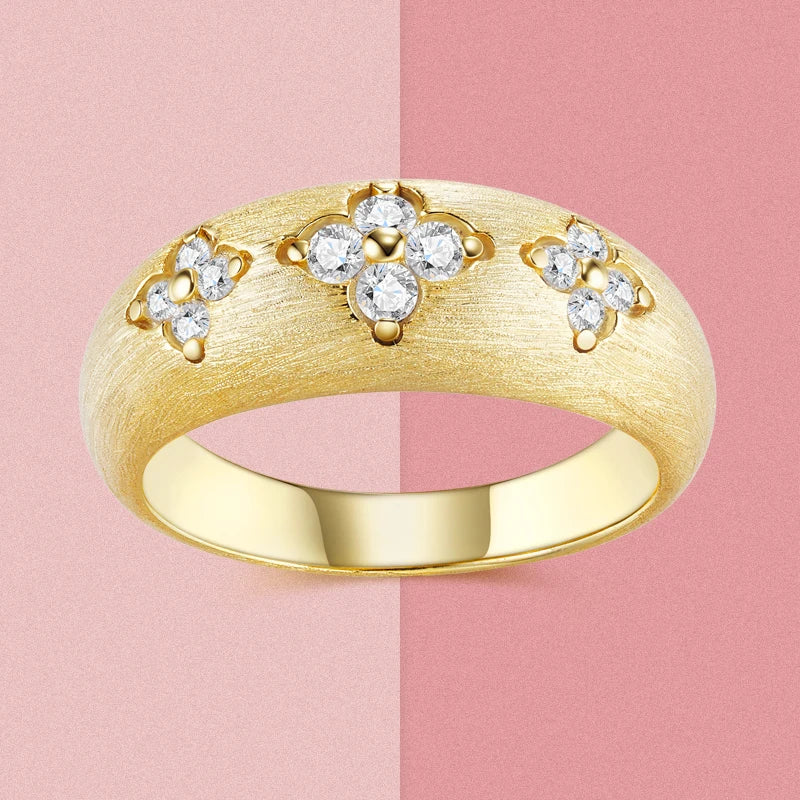 Kuangfeng 925 Sterling Silver Gold Plated Moissanite Engagement Ring – Fine Jewelry Wedding Ring for Women