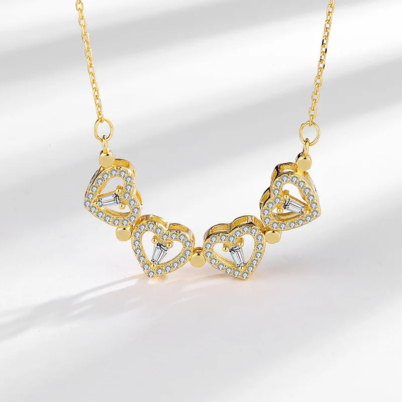 925 Sterling Silver Magnetic Four-Leaf Clover Necklace – Heart-Shaped Pendant Love Jewelry for Women and Girls Gift Cimorene