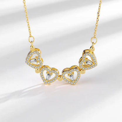 925 Sterling Silver Magnetic Four-Leaf Clover Necklace – Heart-Shaped Pendant Love Jewelry for Women and Girls Gift Cimorene