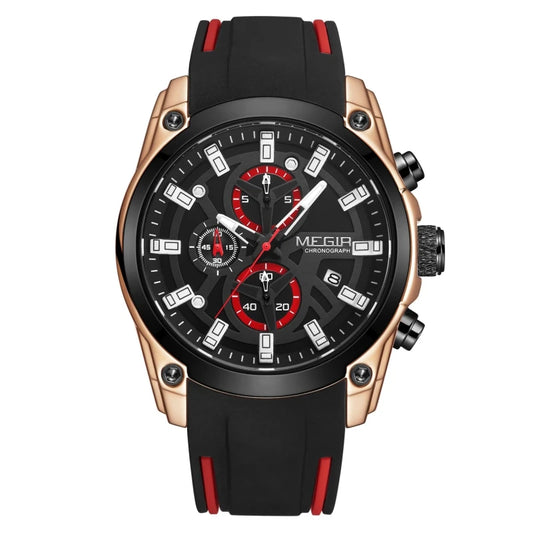 MEGIR 2144 Men's Chronograph Wristwatch - Silicone Band Sport Watch for Men, Relojes Para Hombres