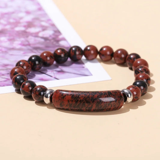 8mm Pink Crystal Bead Bracelet – Natural Stone Stretch Bracelet with Stainless Steel Accessories