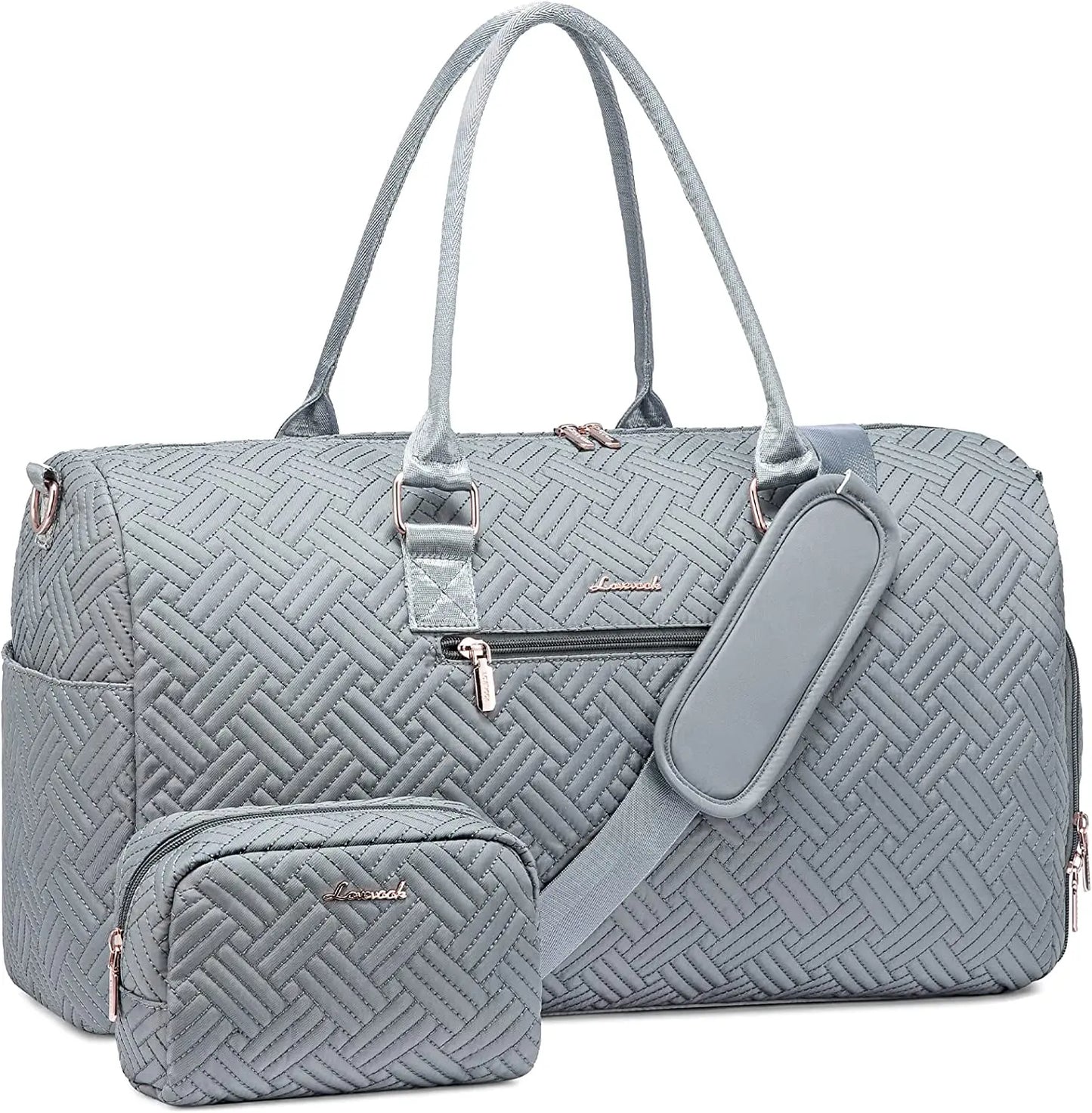LOVEVOOK 2022 Luxury Quilted Weekender Duffel Bag - Custom Canvas Travel Bag for Men & Women Glazy