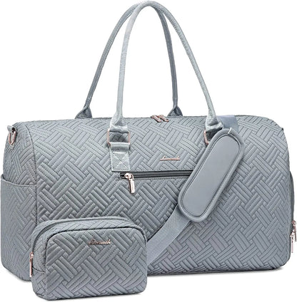 LOVEVOOK 2022 Luxury Quilted Weekender Duffel Bag - Custom Canvas Travel Bag for Men & Women Glazy