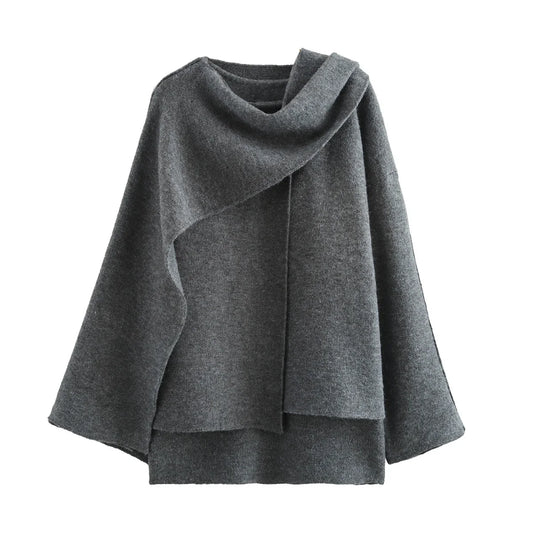 Women's Cape-Style Cropped Coat – Vintage Long Sleeve Chic Outerwear Clara
