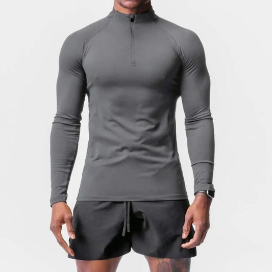 Men’s High‑Neck Half‑Zip Compression Sweatshirt – Fleece Long‑Sleeve Fitness Top for Winter Training, Gym & Running Arvin