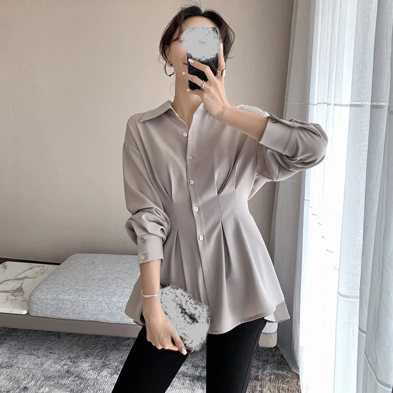 Spring/Summer New Women's Loose-Fit Chiffon Long-Sleeve Shirt – Lightweight, Stylish Vivian