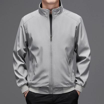 Men's Solid Color Stand Collar Jacket - Business Casual Autumn Outerwear Jace