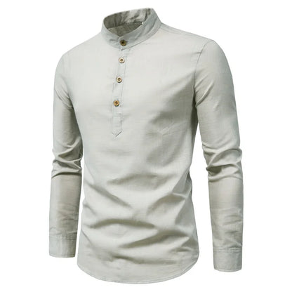 Men's Cotton Long Sleeve Shirt - Spring Summer Slim Fit Business Casual Collar Design Luke
