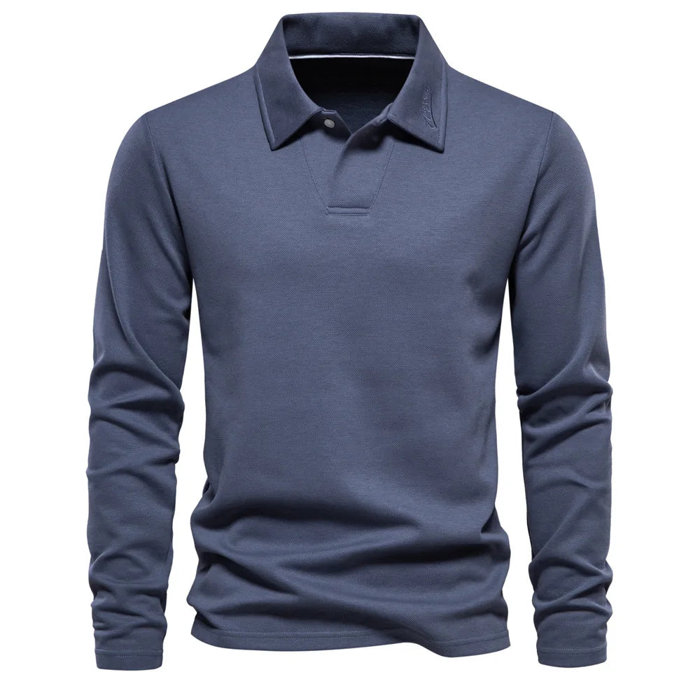 Men's Cotton V-Neck Long Sleeve T-Shirt - Casual and Comfortable Tops for Everyday Wear Owen