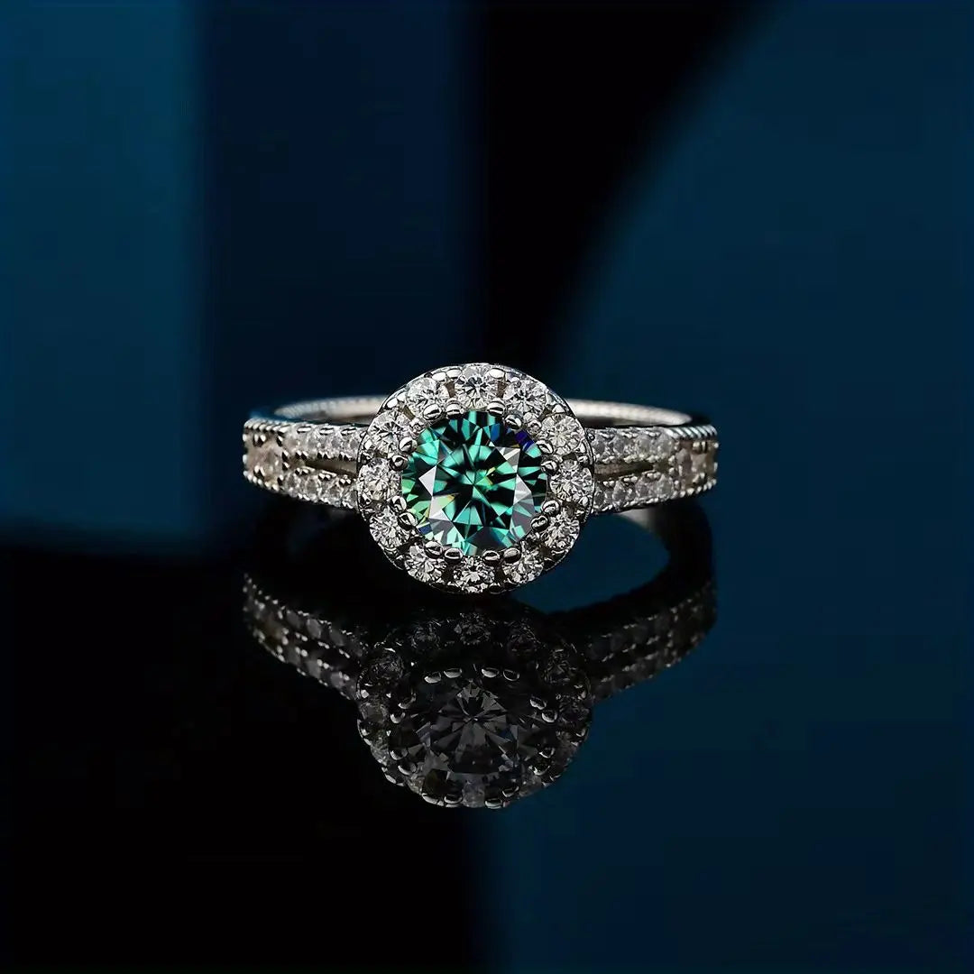 925 Sterling Silver Moissanite Round Ring for Women Damia