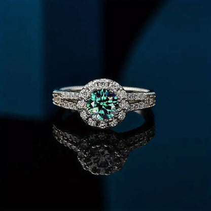 925 Sterling Silver Moissanite Round Ring for Women Damia