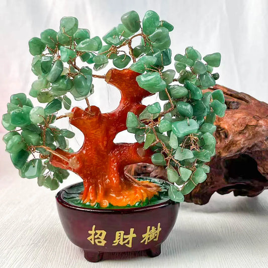 Green Aventurine Money Tree – Gemstone Spiritual Healing Crystal Craft for Home Décor and Positive Energy