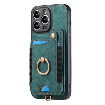 Leather Card Holder Phone Case – Protective Cover with Strap for iPhone 15, 14, 13