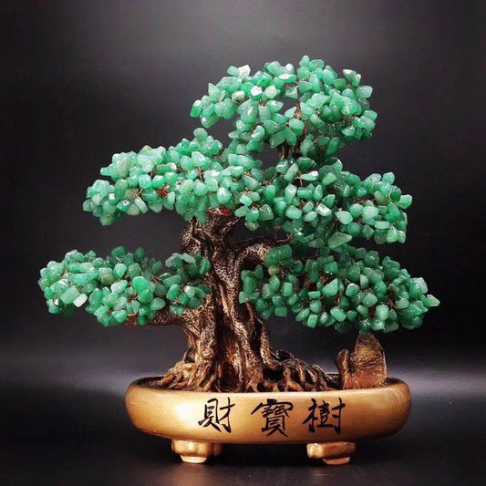 Natural Aventurine Crystal Money Tree – Lucky Fortune Feng Shui Ornament for Home & Office Decoration