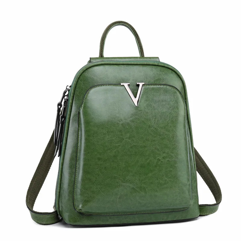 Vintage Waxy Cow Leather Backpack for Women - Stylish Ladies' School and Everyday Bag Cassy