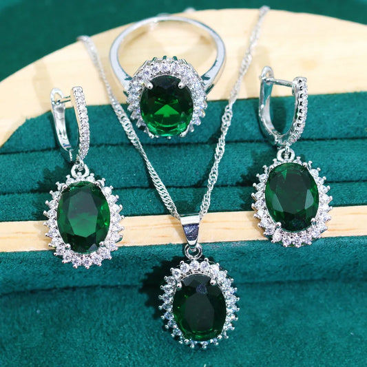 925 Sterling Silver Women's Jewelry Set – Classic Zircon Earrings, Necklace, Pendant & Ring | Bridal Wedding Party & Dating Gift Josiane
