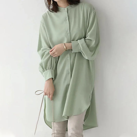 Women's Long Sleeve Blouse Loose Mid-Length Casual Office Top