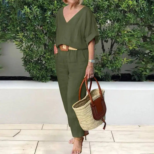 Women's V-Neck Loose-Fit Set | Comfortable Casual Wear for Everyday Style Chloe
