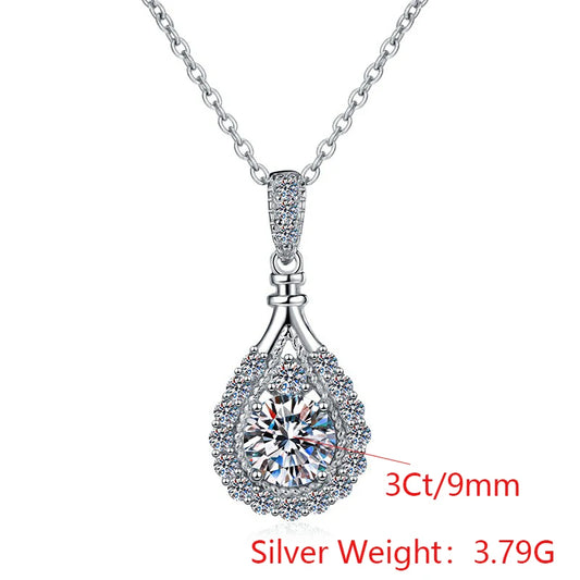 Fine Jewelry: Husky Pear-Shaped Diamond Pendant Necklace – S925 Sterling Silver VVS1 Moissanite Chain for Women