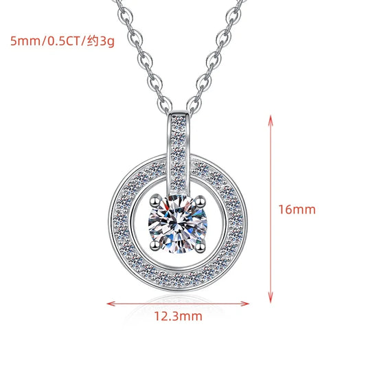 1ct Round Cut Moissanite Necklace Pendant – Fine Jewelry, D Color VVS1 Diamond Alternative, S925 Sterling Silver, Anniversary & Wedding Gift