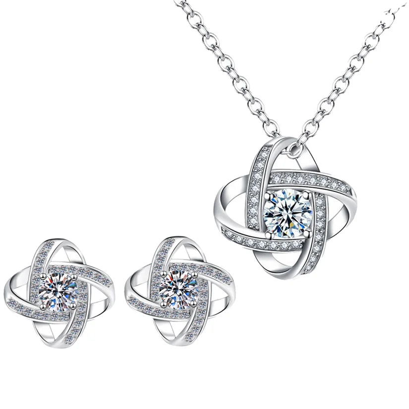 Light Luxury 0.5Ct VVS1 Moissanite Jewelry Set – 925 Sterling Silver Stud Earrings & Pendant Necklace for Women Bettina