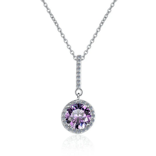 Fine Jewelry: Valentine’s Gift S925 Sterling Silver Necklace with Pink VVS1 Moissanite Diamond Pendant