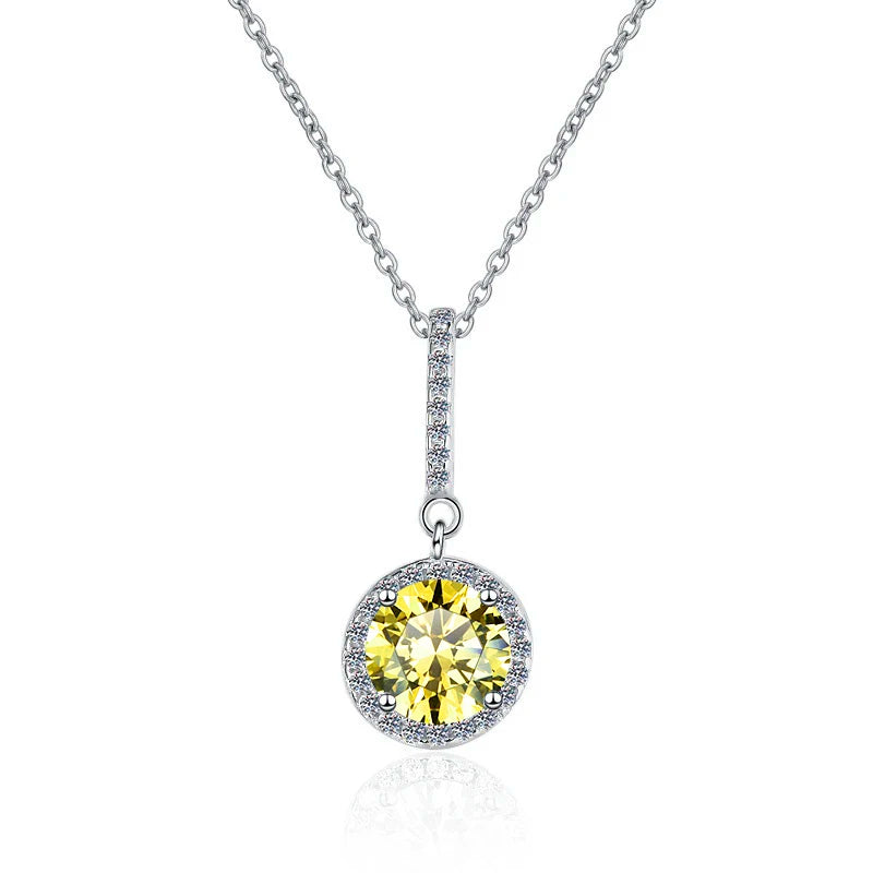 Fine Jewelry: Valentine’s Gift S925 Sterling Silver Necklace with Pink VVS1 Moissanite Diamond Pendant
