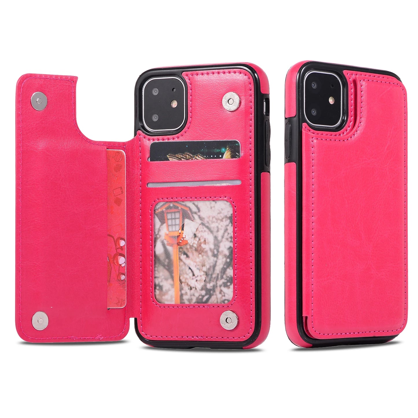 Mobile Phone Case PU Leather Card Holder Wallet for iPhone Multifunctional Flip with Stand Cell Phone Case