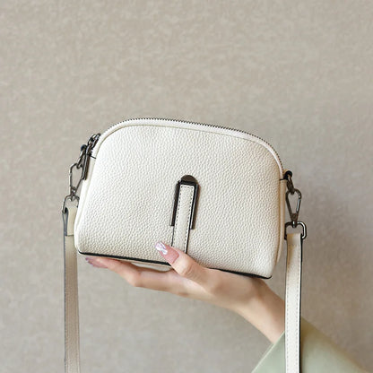 Women’s Genuine Leather Messenger Bag: Retro Togo Cowhide Mini Handbag for Ladies Norah