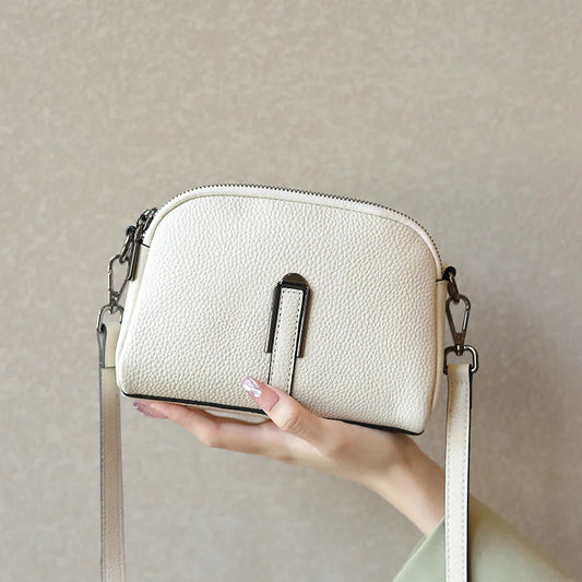 Women’s Genuine Leather Messenger Bag: Retro Togo Cowhide Mini Handbag for Ladies Norah