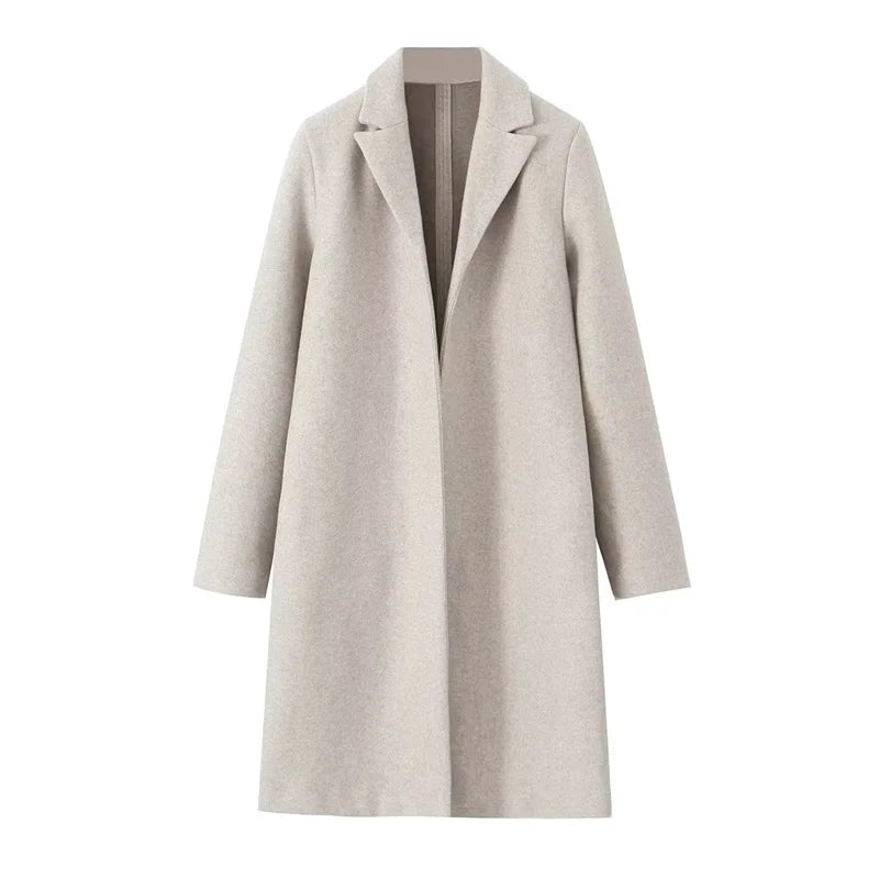 Women's Mid-Length Lapel Coat - Autumn & Winter Loose Button Jacket Ursula
