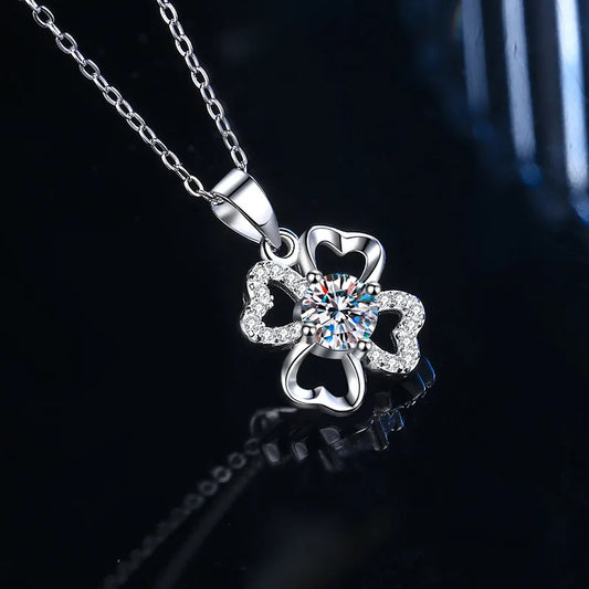 S925 Silver D-Color Moissanite Necklace – Elegant Flower Pendant