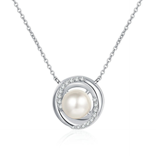 S925 Sterling Silver Pendant Necklace | Moissanite Diamond Pearl Jamilah