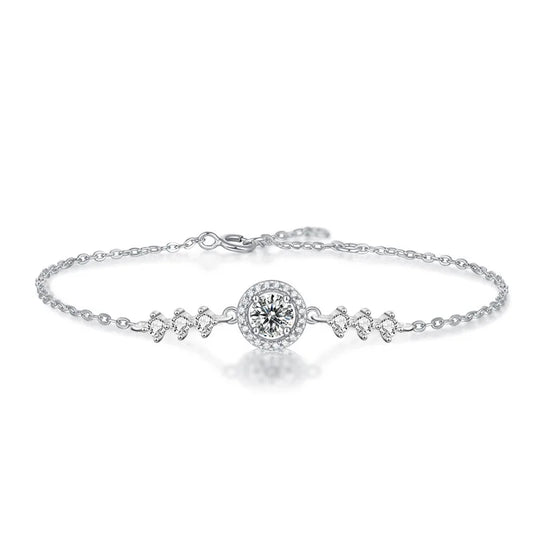 Elegant S925 Silver Moissanite Bracelet: Round Bag Design Feyre