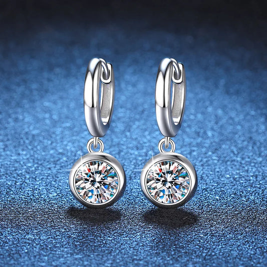 Unisex S925 Sterling Silver Earrings | 1 Carat D-Color Moissanite Floral Gold-Plated Charm Stud Hoops | Perfect for Anniversaries Leticia