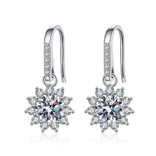CClassic Sunflower S925 Sterling Silver Moissanite Earrings | Elegant & Stylish Jewelry for Every Occasion Henrietta