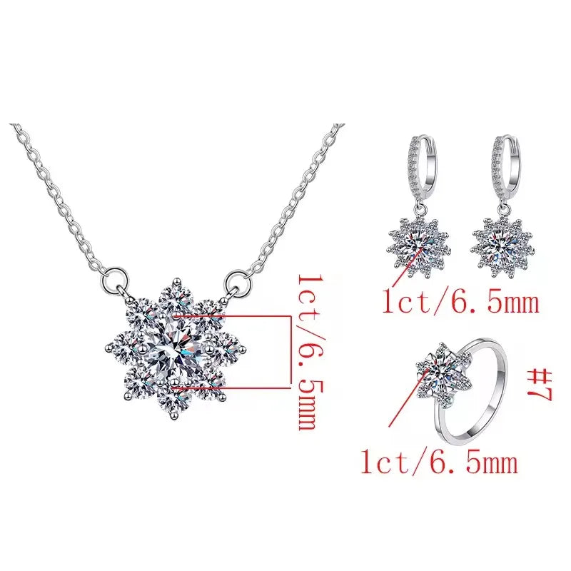 GRA Certified VVS1 Moissanite Sunflower Jewelry Set in 925 Sterling Silver – Fine Fashion Gift for Women Analie