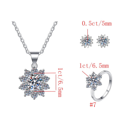 GRA Certified VVS1 Moissanite Sunflower Jewelry Set in 925 Sterling Silver – Fine Fashion Gift for Women Analie