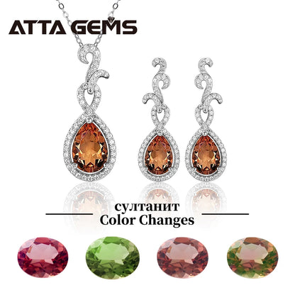 Zultanite Color-Change Gem Jewelry Set – Sterling Silver 925 Earrings & Pendant for Girls, Birthday Gift  Orlaya