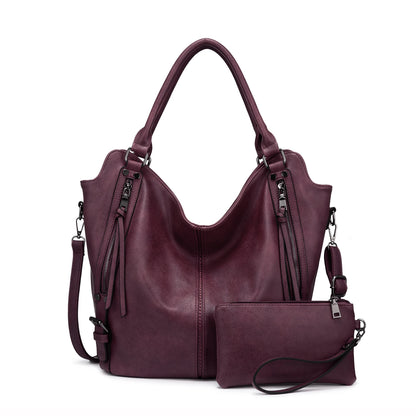 Realer Women’s PU Leather Handbags – Fashionable Hobo Shoulder Bags, Large Tote Purse for Women Angeli