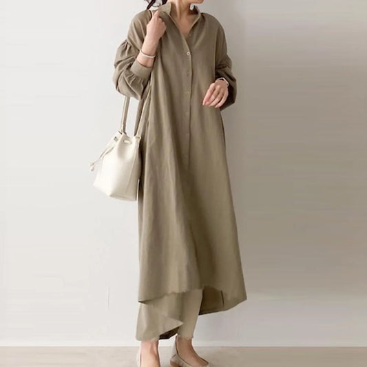 Women Summer Loose Simple and Breathable Long Single Breasted Shirt Women's Dress