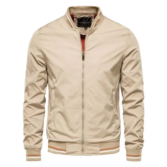 Men's Casual Windbreaker Jacket - Lightweight Stand Collar Coat for Spring & Autumn Rocky