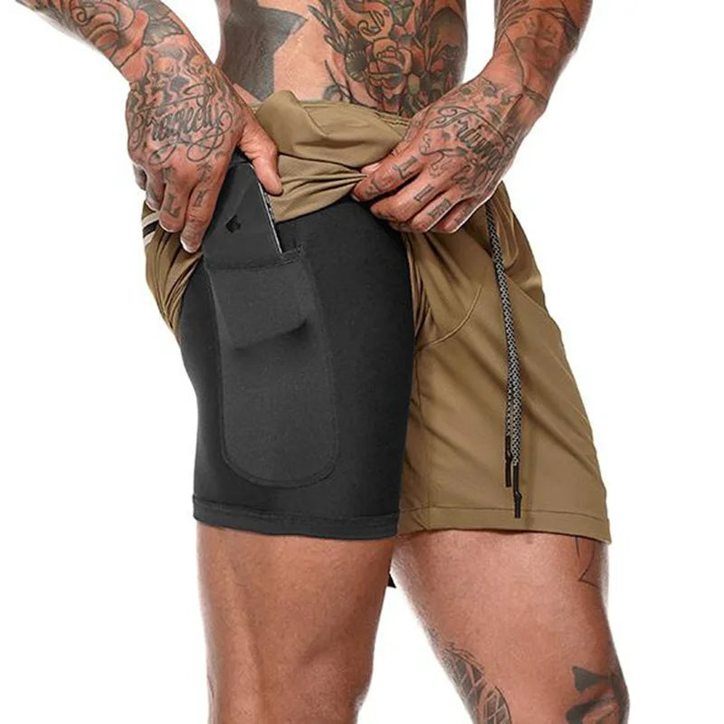 Men’s Double‑Layer Athletic Shorts – Quick‑Dry Polyester Gym Shorts for Workout, Fitness & Training Julian
