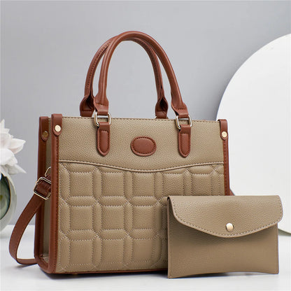 Women's 2-in-1 Designer Tote Bag – Stylish Handbag with Zipper Closure & Polyester Lining for All Seasons