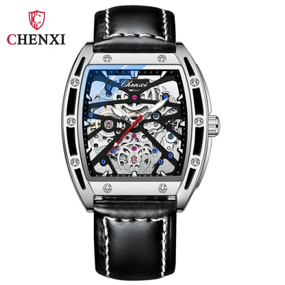 CHENXI 8885 Fully Hollow-Out Mechanical Watch – Men’s Stainless Steel Skeleton Automatic Business Watch, Waterproof