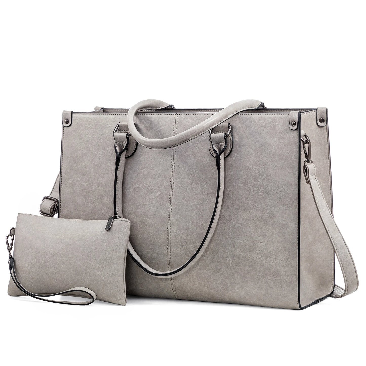 Vintage Leather Laptop Tote Bag – Large Capacity Business Handbag for Women, Stylish Work Bag & Computer Bag