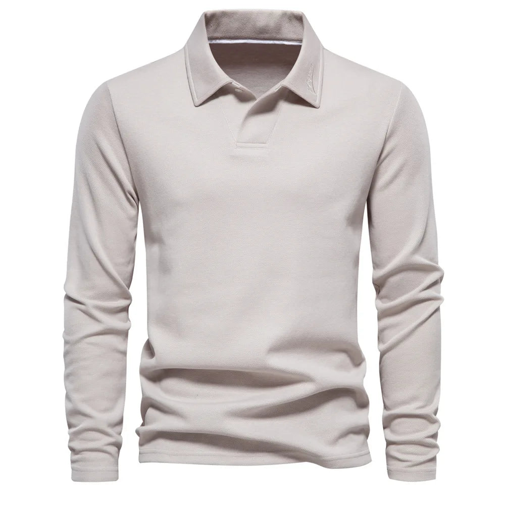 Men's Cotton V-Neck Long Sleeve T-Shirt - Casual and Comfortable Tops for Everyday Wear Owen