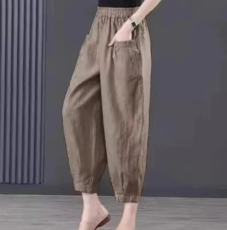 Women's Oversized Cotton Linen Lantern Pants | High-Waist Summer Casual Pants with Pockets Erica