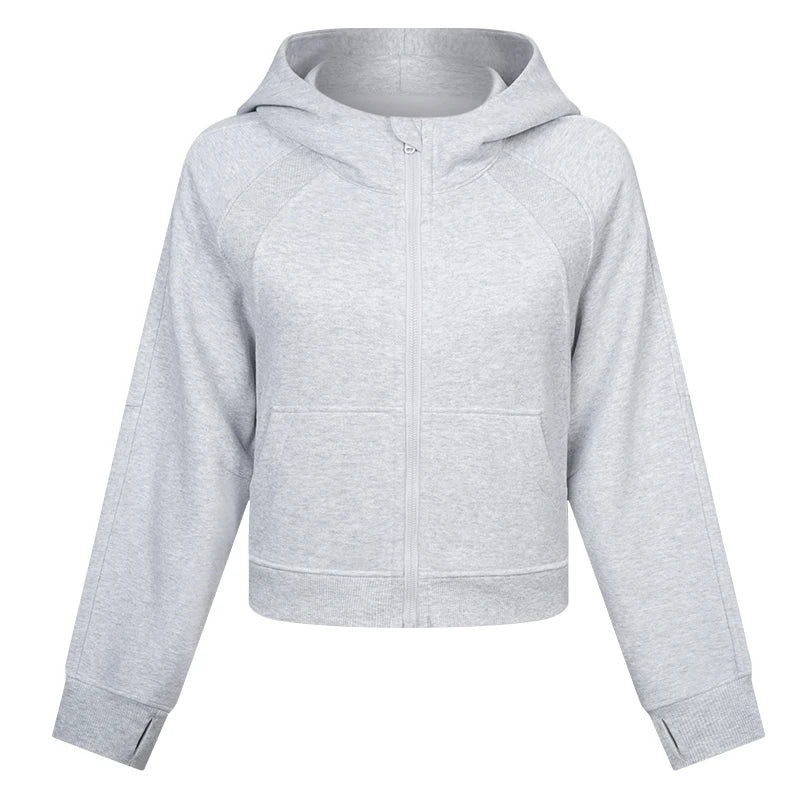 Women's Oversized Cropped Fleece Hoodie | Cozy Winter Warm Hooded Sweatshirt